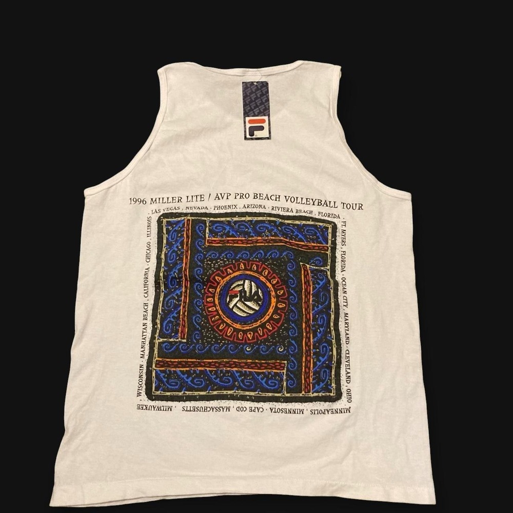 Deadstock 96 SIGNED Fila Miller Light AVP beach volleyball tank S/19.5